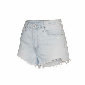 Levi's Light Blue High-Rise Frayed Denim Shorts